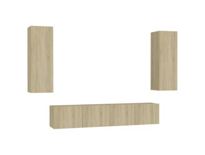 Makastle 4-TLG. TV-Schrank-Set Sonoma-Eiche Holzwerkstoff