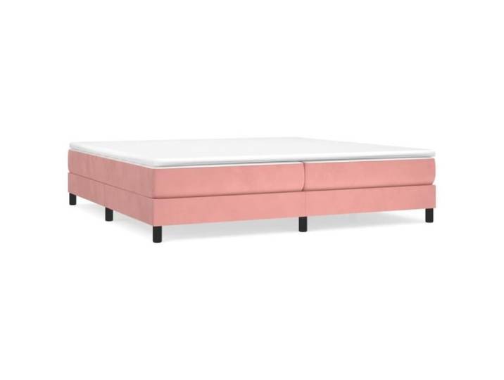 Sommier tapissier - AKOZON - 200x200 cm - Velours Rose - A ressorts - 2 places