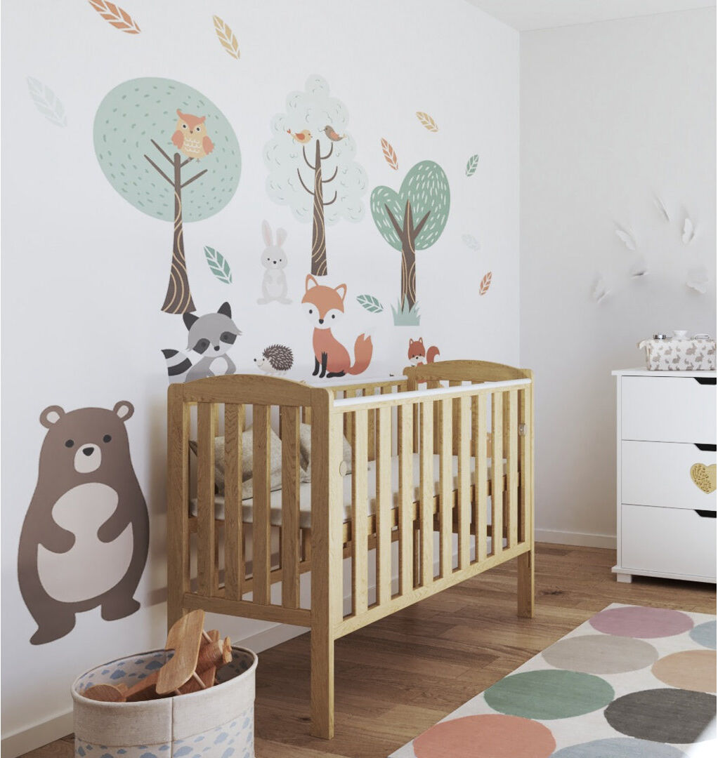 VICULII Waffi Space Saver Cot Natural With Mattress Clear Mini