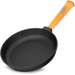 BRIZOLL Ø22cm 43mm hoch Gusseisenpfanne Gußeisenpfanne mit Holzgriff Pfanne aus Gusseisen