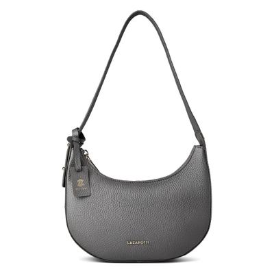 Schultertasche LAZAROTTI "Bologna Leather Schultertasche Leder 24 cm", Damen, Gr. B/H/T: 6cm x 13,5cm, grau, Leder, Taschen Schultertasche