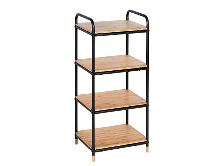 WENKO Étagère Loft\, 4 Niveaux - Étagère de Salle de Bain\, étagère de Salon\, Bambou\, 42 x 94.5 x 33.5 cm\, Marron