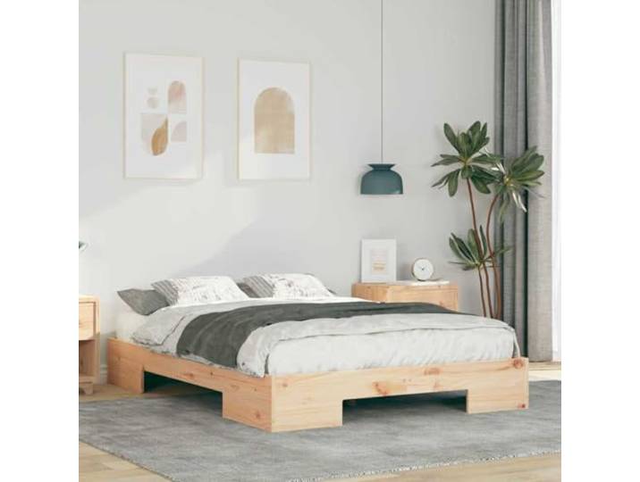 RJPLMFV Bettgestell, Braun, 140 x 190 cm Stabile Plattform, modernes Design, Verwendung im Innenbereich, einfache Montage, einfache Reinigung