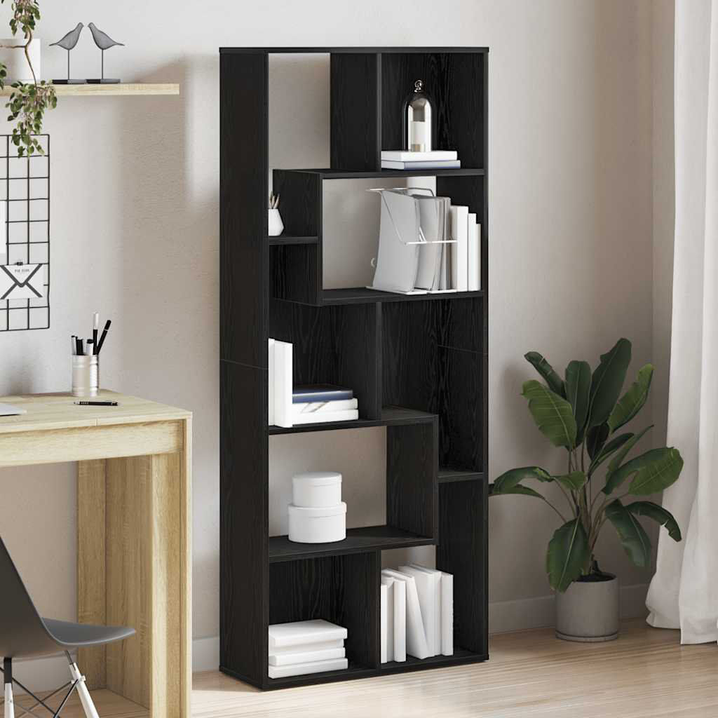 Latitude Run 161 cm H x 67 cm W Geometric Bookcase Black Oak
