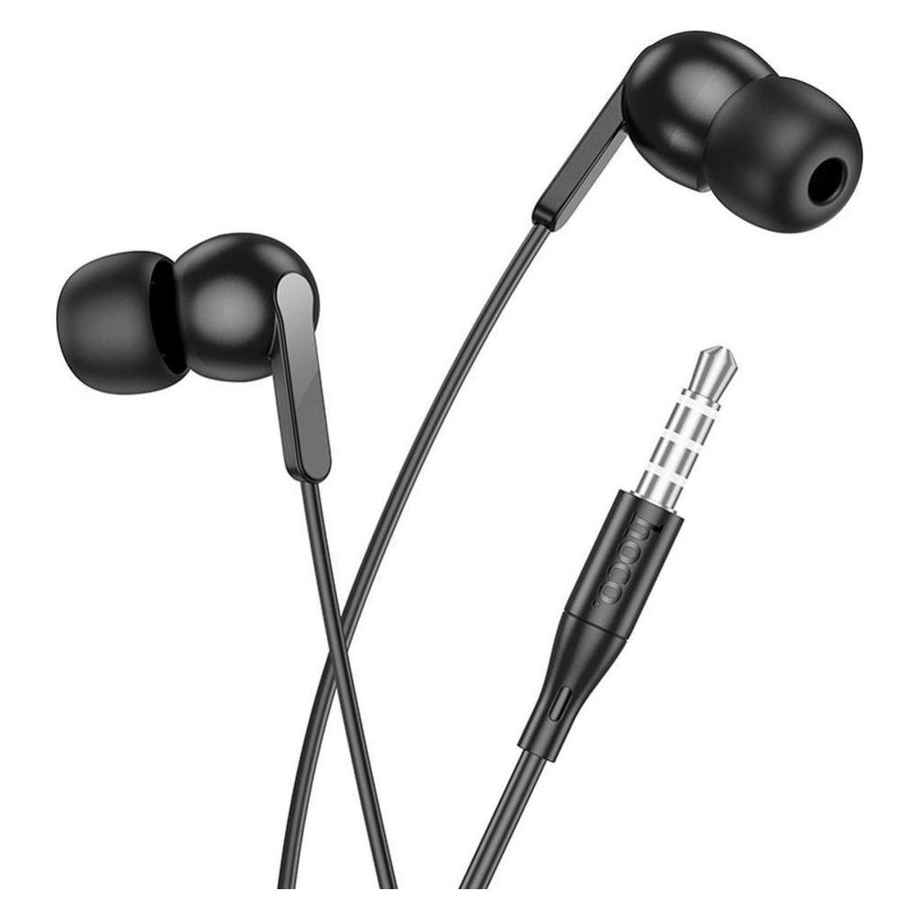 Hoco Wired headphones wire earphones Jack 3,5 mm with microphone M124 black (Kabelgebunden) (6942007612760)
