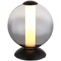 Tischlampe Tischleuchte Wohnzimmerlampe schwarz Glaskugel rauch LED H 21 cm