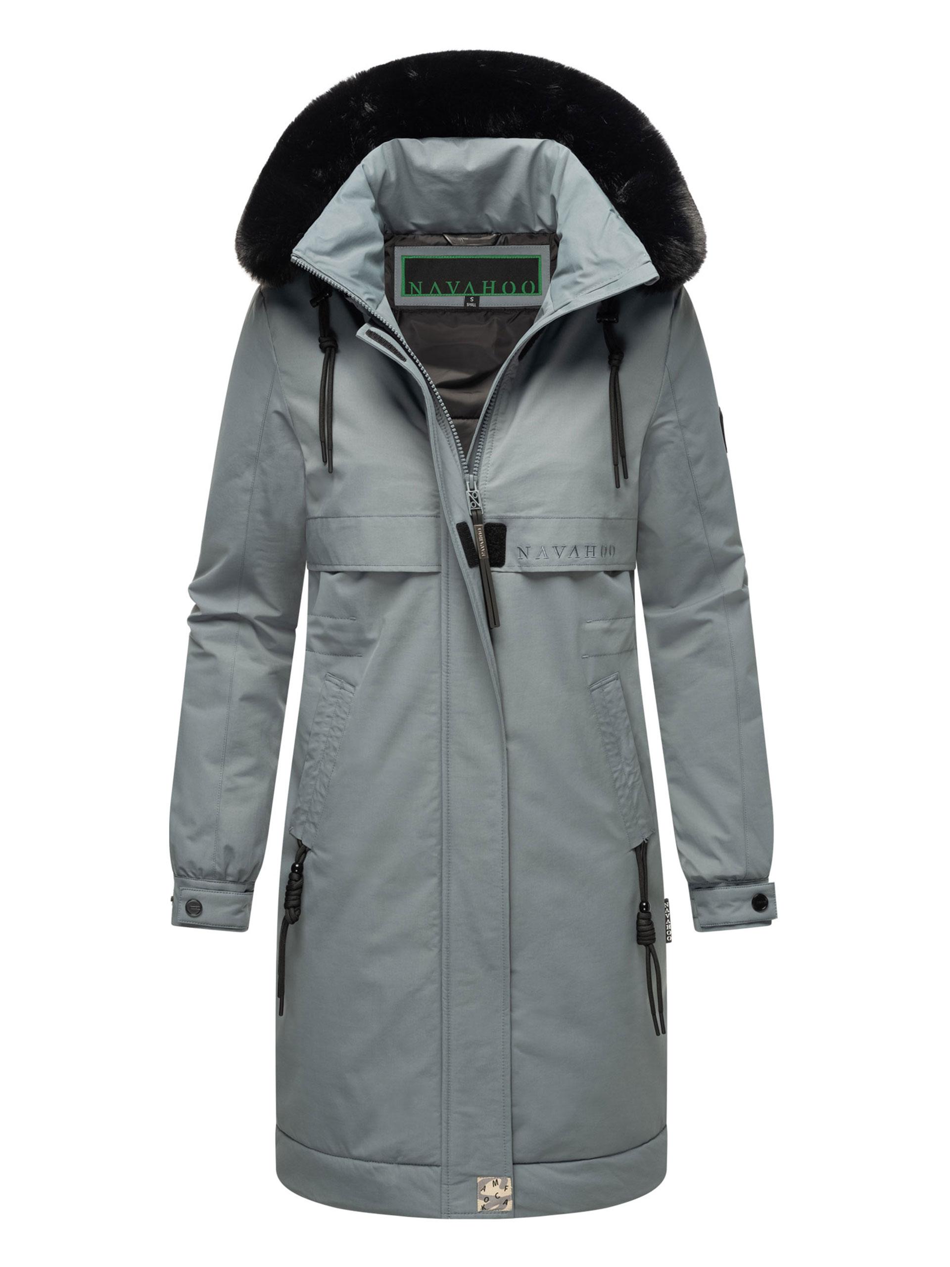 Navahoo Kaltwetterretter Damen Winter Parka mit Kunstfellkragen
