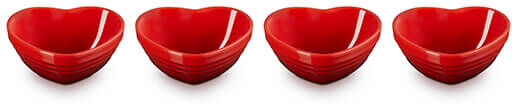 Le Creuset Cerise Stoneware Set of 4 Heart Bowls