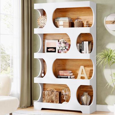 Bluebell 71 Inches Tall Bookcase, 4-Tier S-Shaped Bookshelf