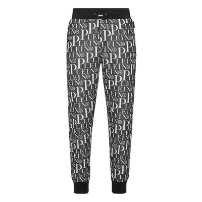 Jogginghose PHILIPP PLEIN "Philipp Plein Tm", Herren, Gr. M, US-Größen, schwarz-weiß (02, schwarz), Obermaterial: 100% Polyester, Hosen Jogginghose