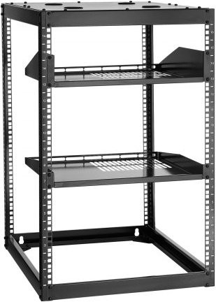 VEVOR 16U Open Frame Netwerkrack, 585 mm diep, Wandmontage of Staand Serverrack met Geventileerde Planken en Bevestigingsmateriaal voor IT- en AV-apparatuur