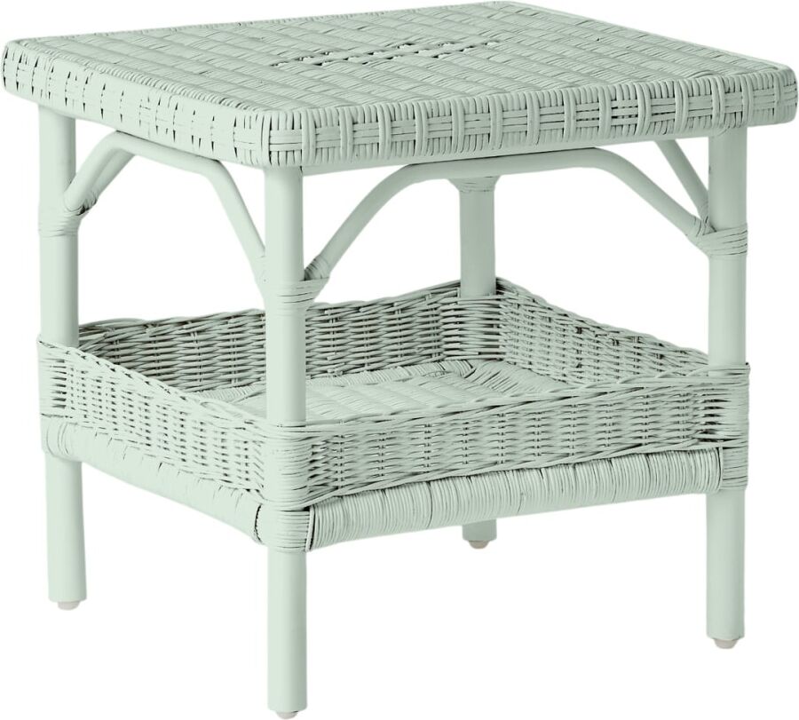 Kok Maison Table basse carrée rotin laqué pistache Vert 51x46x51cm