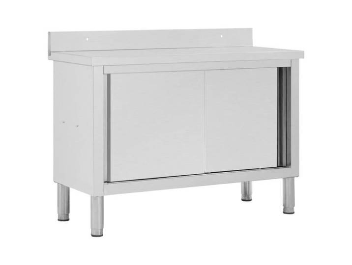 Table de travail avec portes coulissantes 120x50x95 cm Inox - VIDAXL - Cuisine - Meuble de cuisine