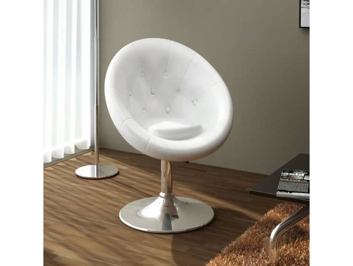 Fauteuil rétro capitonné blanc pied Tulipe chromé - VIDAXL - Fauteuil - Vintage - Relaxation