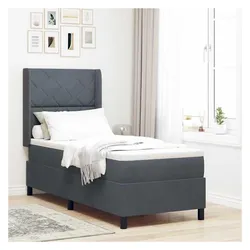 vidaXL, Boxspringbett, Boxspringbett Mit Matratze & Led Samt Dunkelgrau (80 x 200 cm)