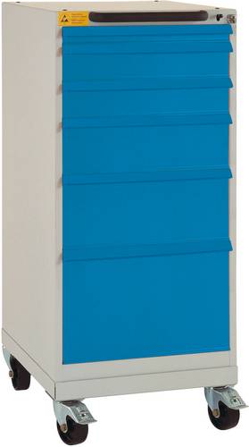 Manuflex LS1035.5007 ESD ESD-Schubfachschrank BASETEC mobil, Nutzhöhe 900mm mit 6 Schubfächern, in brillantblau RAL 5007