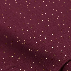 Musselin/Doppel-Gaze mit Glitzerdruck "Tupfen", beere/gold