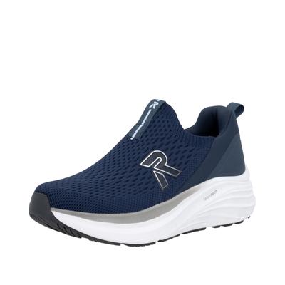 Slipper RIEKER SPORT, Herren, Gr. 46, blau (dunkelblau), Textil, unifarben, Schuhe Slipper, Slipper, Schlupfschuh, Freizeitsneaker mit sockenähnlichem Einstieg