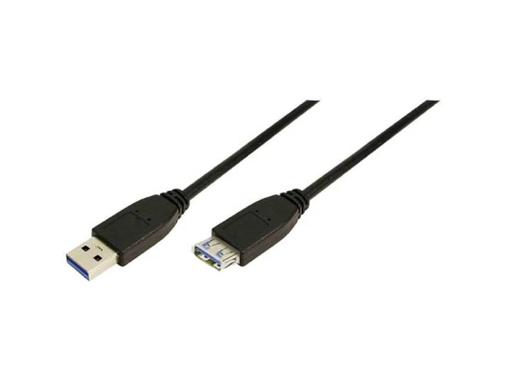 LogiLink CU0043 USB-kabel, USB 3.0, AM naar AF, zwart, 3,00 m