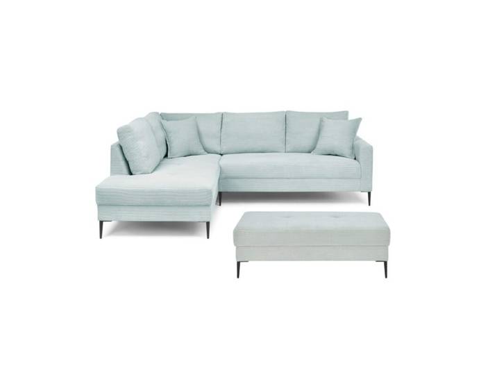 Trendstore Hilary Ecksofa mit Umbauecke in Cord – inkl. Hocker