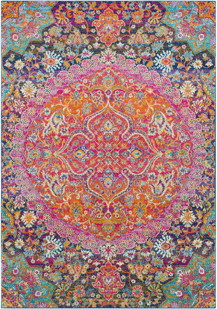 Mistana Rectangle Oriental Area Rug Pink;Yellow;Beige;Red Rectangle 200 x 275cm