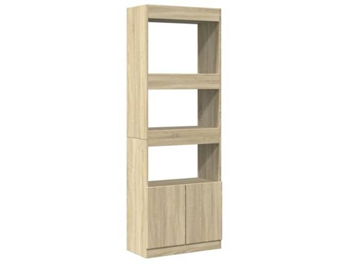 GFMGUEMV Klassisches Highboard aus Holzwerkstoff in Sonoma-Eiche, 63x33x180 cm, mit viel Stauraum und praktischem Unterschrank mit Türen für staubfreie Aufbewahrung, vielseitig