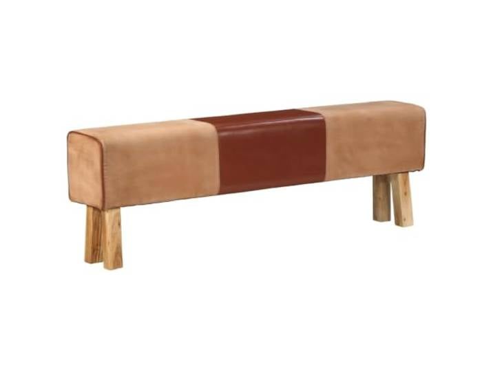 Makastle Sitzbank Turnbock-Design 160cm Braun Echtleder Akazie