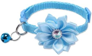 Uplift Picks Adjustable Floral Bow Pet Collar With Bell For Cats And Small Dogs sky Blue