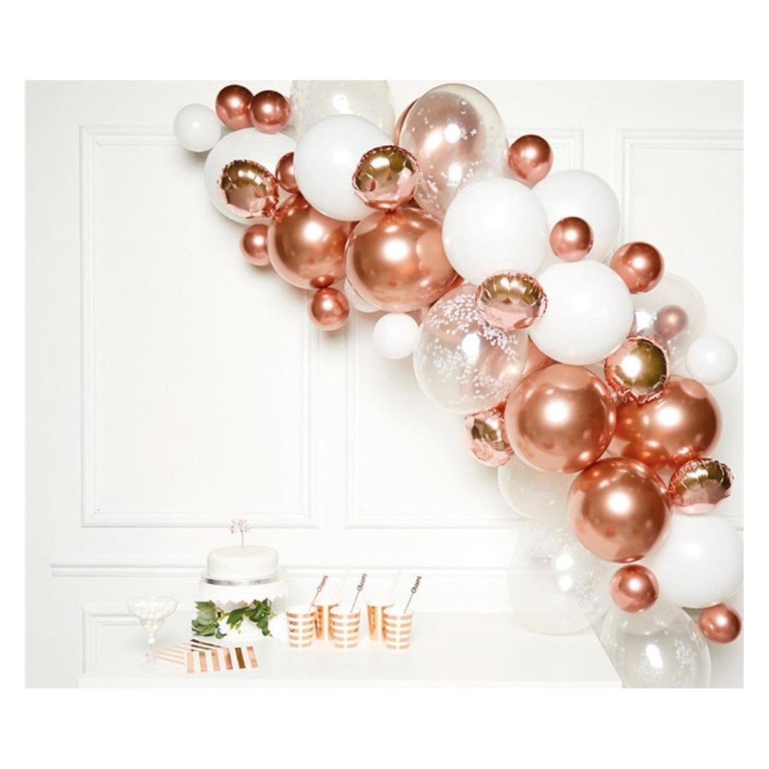 Amscan Bogen aus Luftballons Rose Gold und Weiss (66x) (9907431)