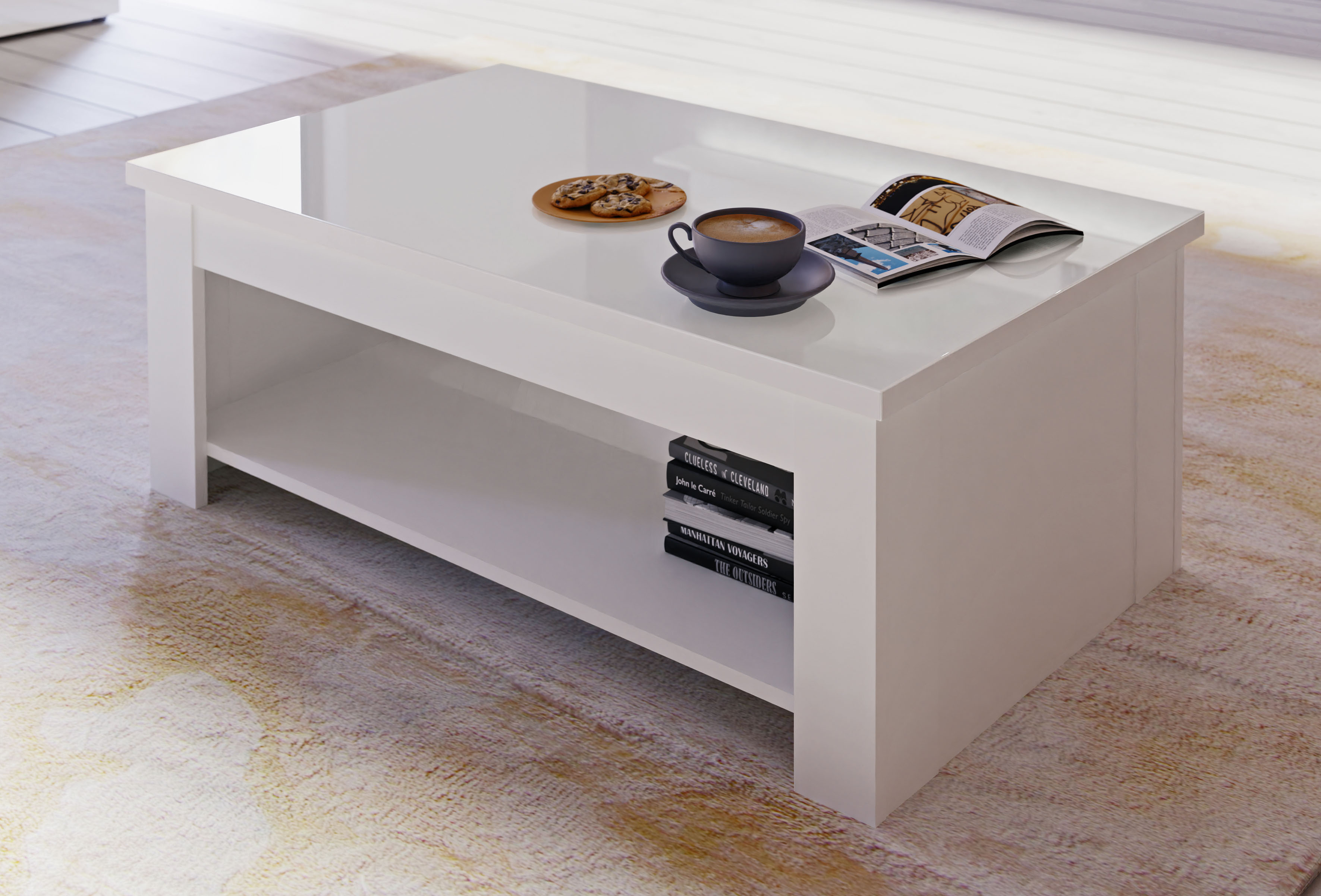Couchtisch FORTE, weiss (weiß), B:110cm H:44,4cm T:65cm, Tische, Couchtisch, Breite 110 cm weiß B/H/T: 110cm x 44,4cm x 65cm