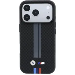 BMW Case M Quadrille Kevlar Anthracite & Tricolor Print Lines MagSafe for iPhone 18 Pro Max (Apple iPhone 18 Pro Max), Smartphone Hülle, Schwarz