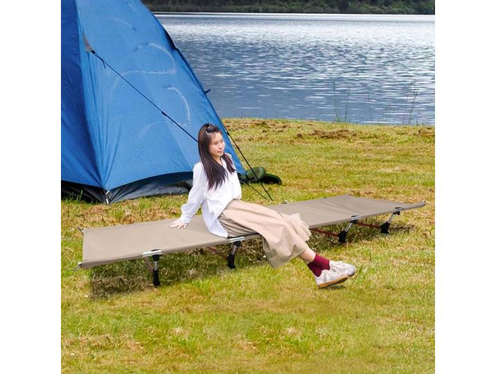 Lit de camping pliable, lit de voyage en aluminium, chaise longue de camping pliable W Sac de transport pour pique-niques, camping, trekking, 190x65x15 cm