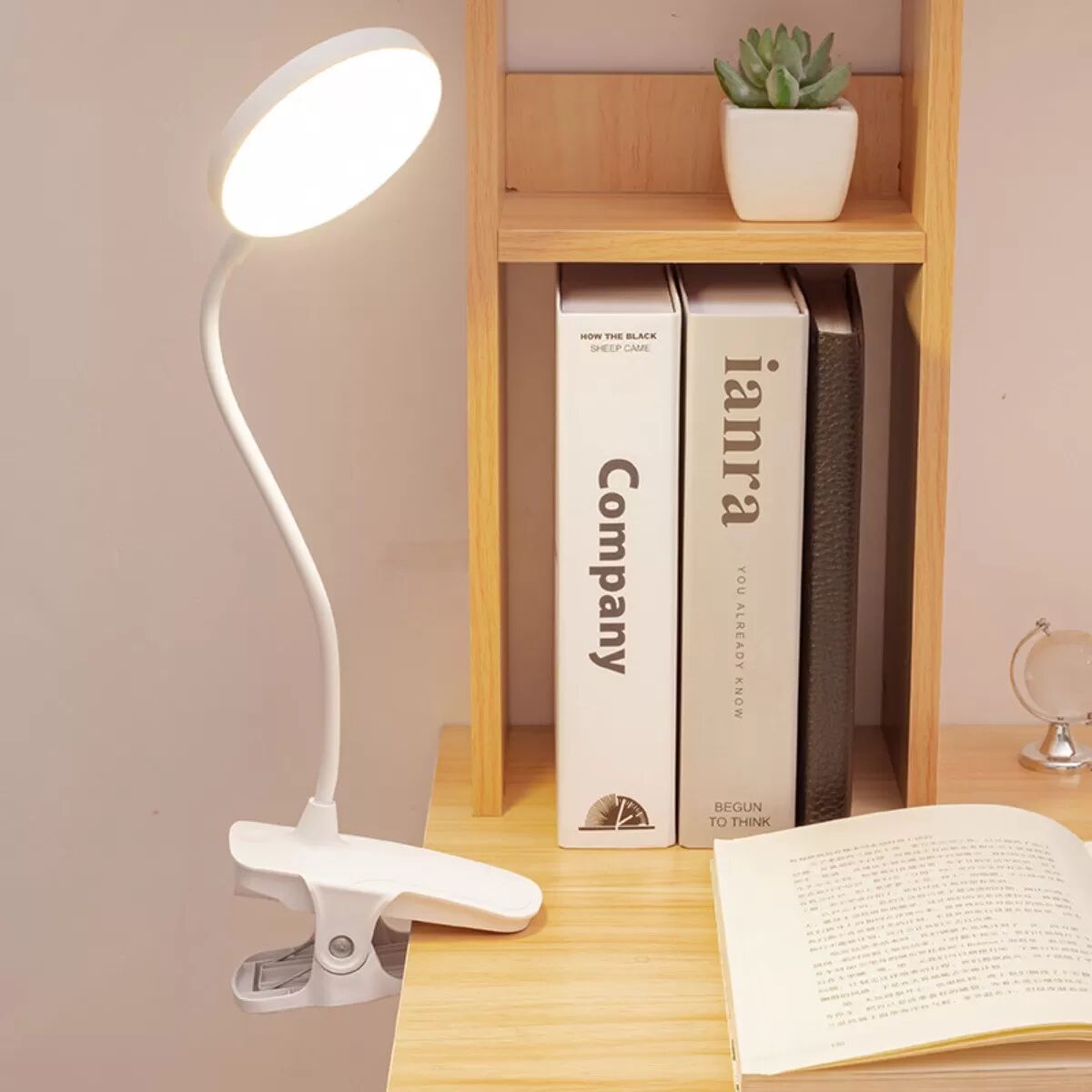 INF Wiederaufladbare Clip-Lampe Weiß — Touch-dimmbar 5-Stufen, 5 Farbtemperaturen plus Rotlicht, 36-LED, 2000mAh Akku