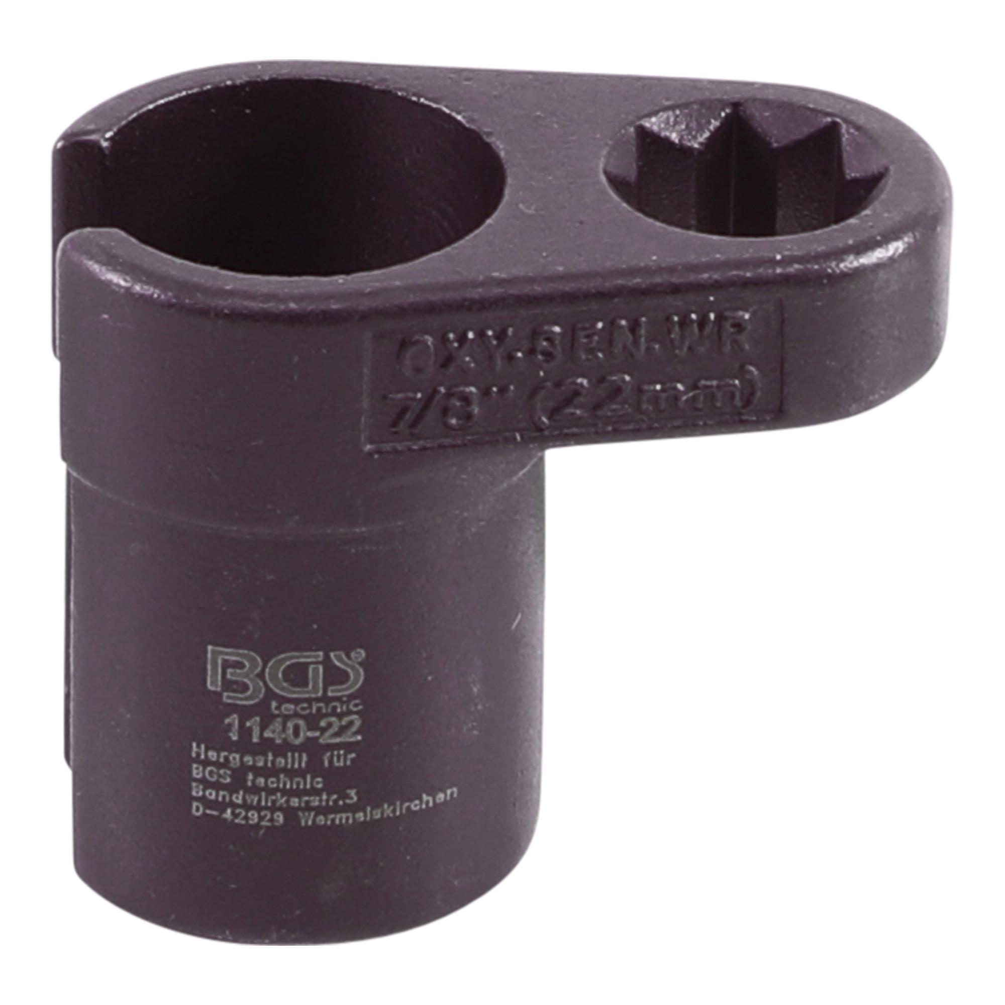 BGS Lambdasonden-Einsatz abgewinkelt Antrieb Innenachtkant 12,5 mm SW 22 mm Schlitz 11 mm ; BGS technic (1140-22)