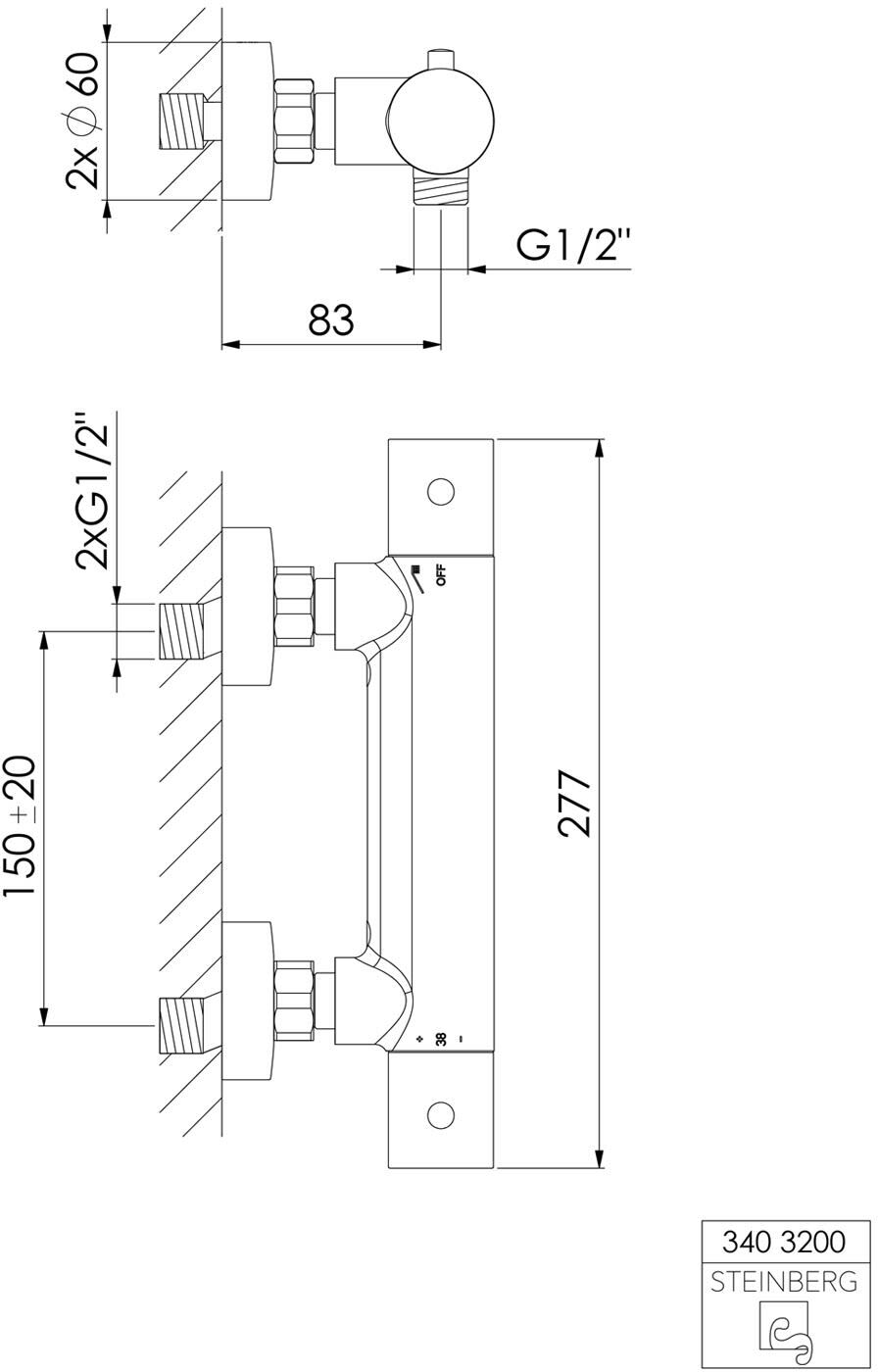 Steinberg Serie 340 Brause-Aufputz-Thermostat