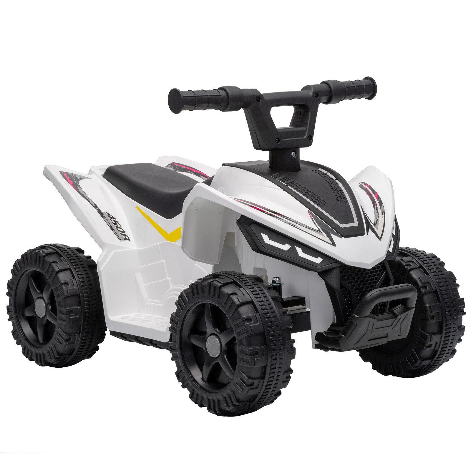 AIYAPLAY 6V elektrische kinderquad met lithium-accu en stuurknopbediening, wit