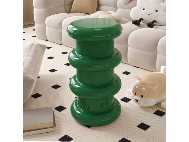 FBNMG Runder ABS-Kunststoffhocker im Cartoon-Stil, Mehrteiliger Schuhhocker, Multifunktionaler Wohnzimmer-Fußhocker Beistelltisch für Schlafzimmer Sofa Flur Eingangs Lounge(Large, Green)