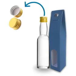 Espírito rebelde 20 Mini-Glasflaschen 40ml mit Blauen Boxen, Ideal für Hochzeitsgeschenke, Liköre, Saucen