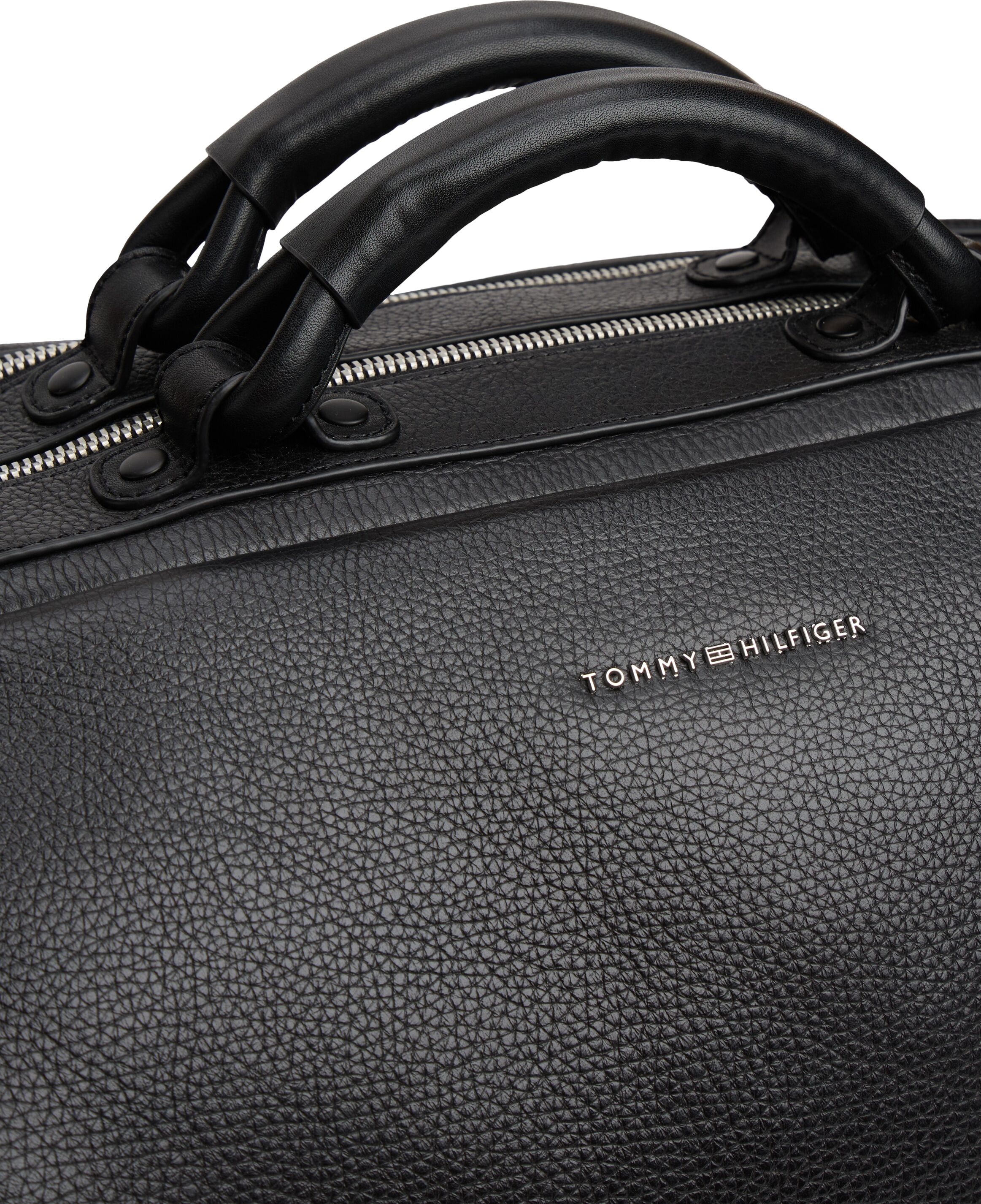Weekender TOMMY HILFIGER "TH PREMUM LEATHER DUFFLE", Damen, Gr. B/H/T: 54cm x 37cm x 19cm, schwarz, Leder, Taschen Weekender, Reisetasche, Freitzeittasche mit Logoschriftzug schwarz B/H/T: 54cm x 37cm x 19cm