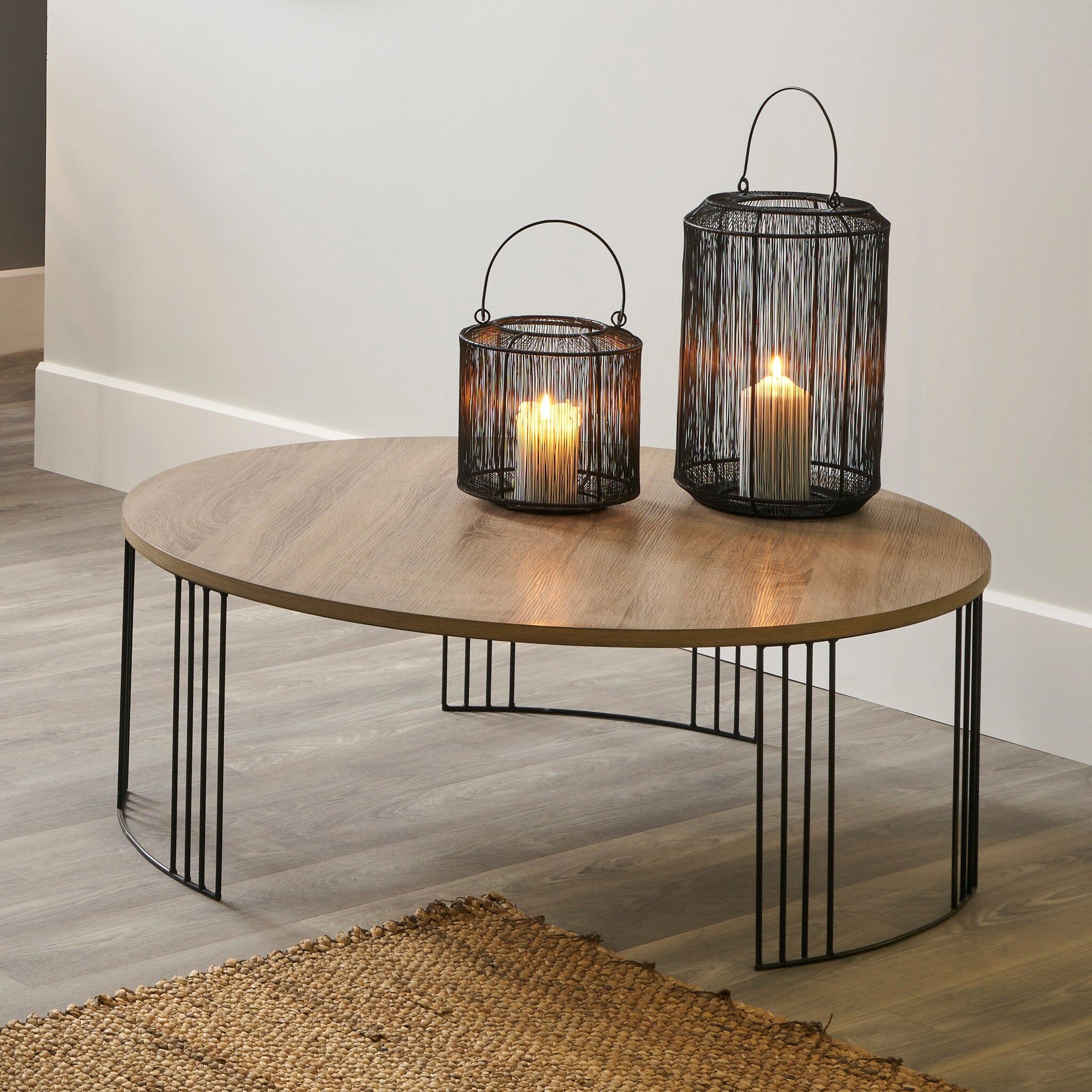 Pacific Lifestyle - Atri Dark Wood and Black Metal Round Coffee Table