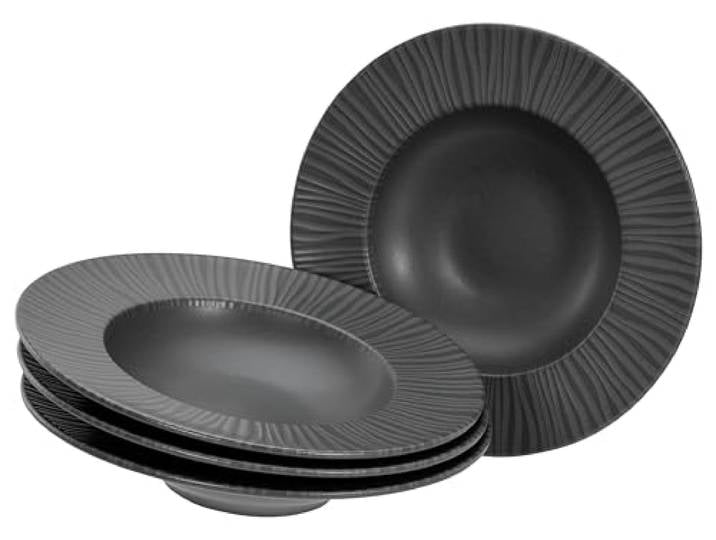 CreaTable\, 21820\, Série Vesuvio noir\, set de vaisselle 4 pièces\, ensemble d'assiettes en grès.
