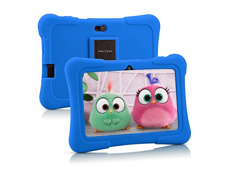 Tablette pour enfants PRITOM 7 pouces, processeur quadricœur, Android 13, 32 Go, Wi-Fi, Bluetooth, logiciels éducatifs installés