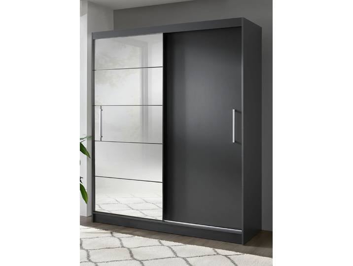 Durchdachter Schwebetürenschrank mit Spiegelfront, Weiss
