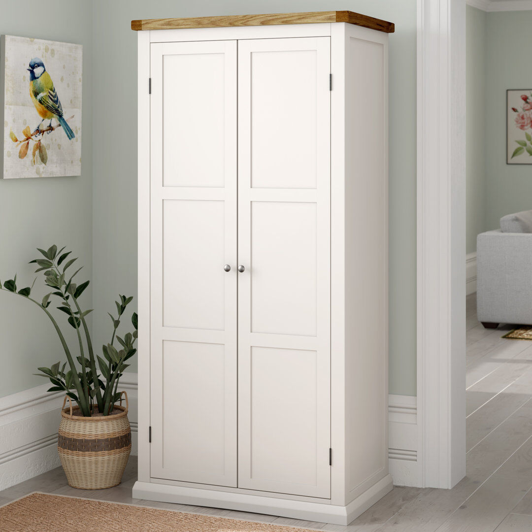 Fernleaf Sancerre 2 Door Wardrobe White/Silver 185cm H X 90cm W X 55cm D