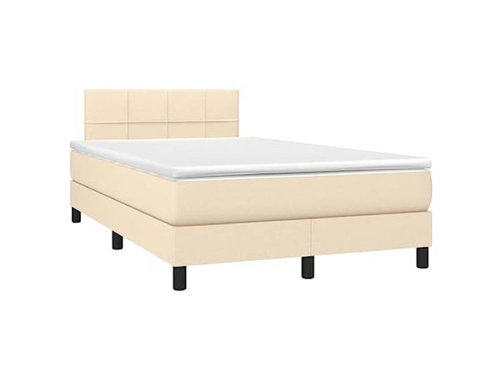 PUGYNBK Boxspringbett, cremefarben, 120 x 190 cm, mit Matratze Verstellbares Kopfteil, Taschenfederkerne, mittelharte Halterung, Lattenrost