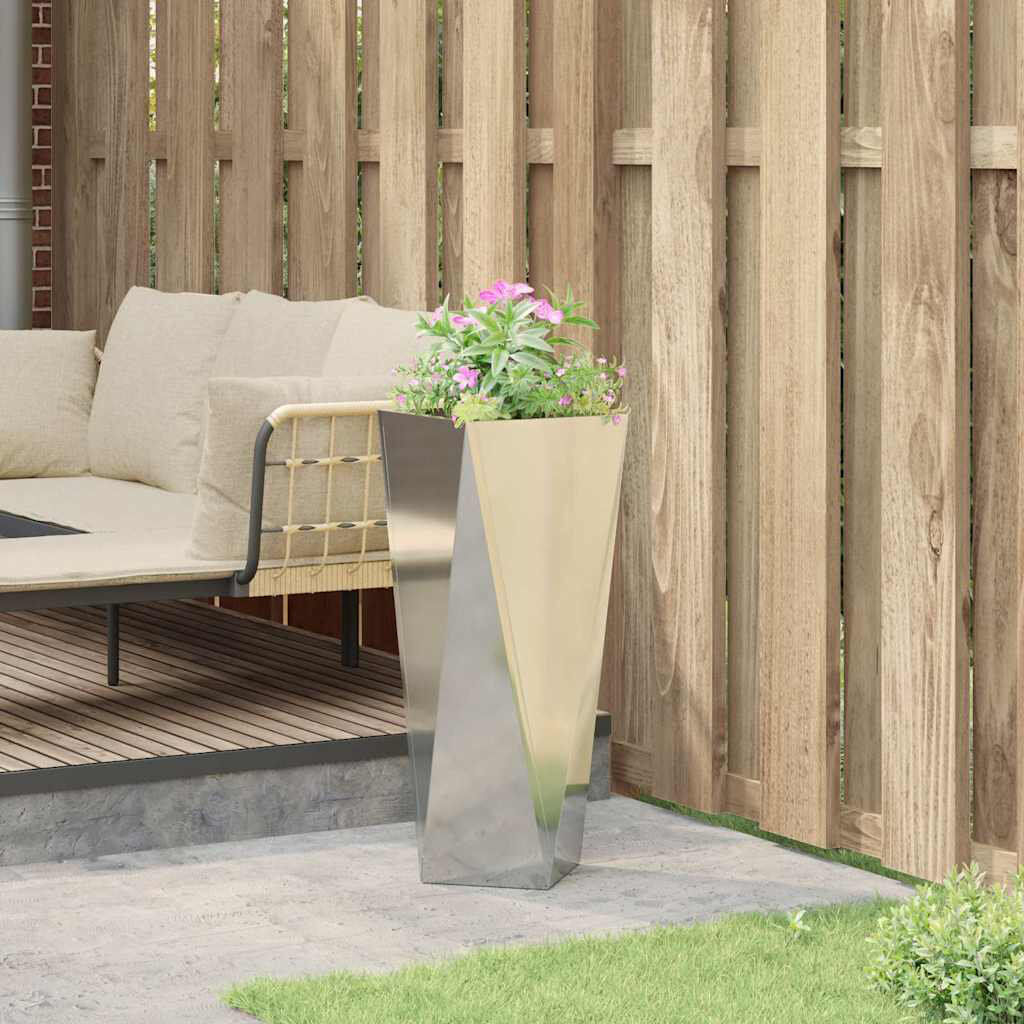 17 Stories Planter Box Galvanised Silver 75cm H x 30cm W x 30cm D