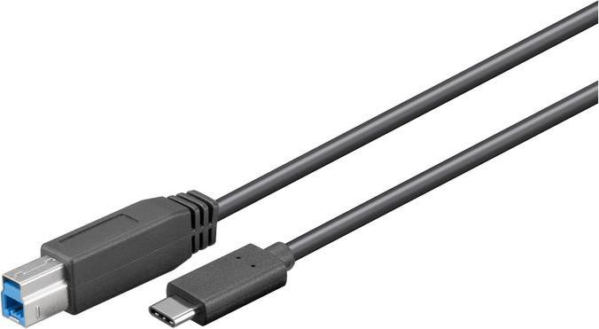 MicroConnect USB 3.1 Gen 1 kabel, USB-C naar USB-B, 1 meter, zwart