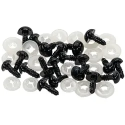 Tieraugen, schwarz, 6 + 8 mm, 20 Stück
