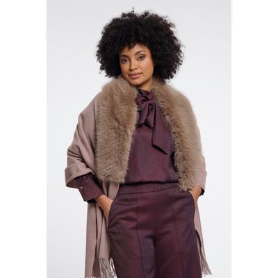 Pashmina RINO & PELLE, Damen, braun (mocha latte), Strick, Polyester, gemustert, Modetücher, mit Fellimitat