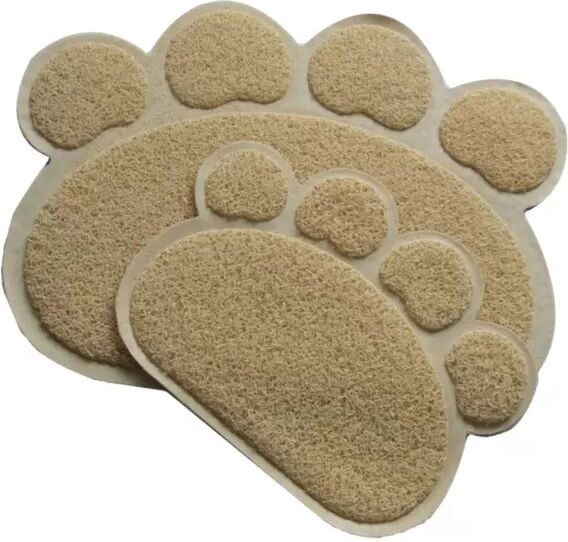 INF Rutschfeste PVC-Katzenstreumatte mit Pfotenabdruck – Leicht zu Reinigen & Sanft zu den Pfoten Beige
